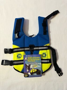 Paws Aboard Blue & Yellow Neoprene Dog Life Jacket - X-Small